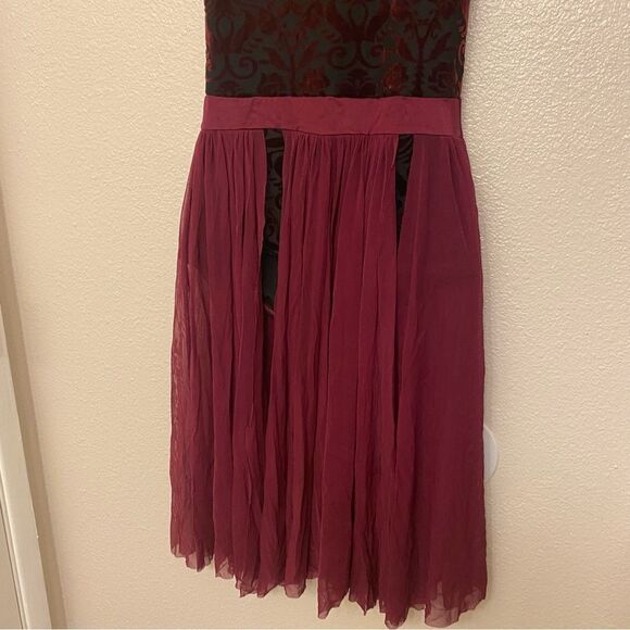 Weissman Dance Costume burgundy velvet burnout maxi dress Silhouettes 11291 MA - Picture 5 of 14